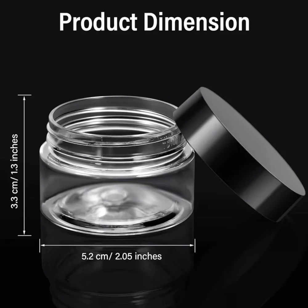 3 Wide-mouth Leak Proof Clear Plastic Container Jars with Lids Travel Cream 1 oz